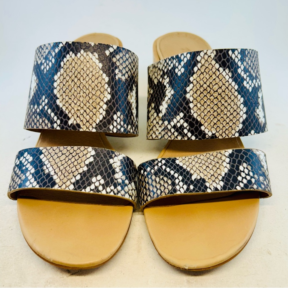MADEWELL Gray Cream Beige Snake Embossed Leather Kiera Mule Sandals, size 8.5 - Picture 2 of 12